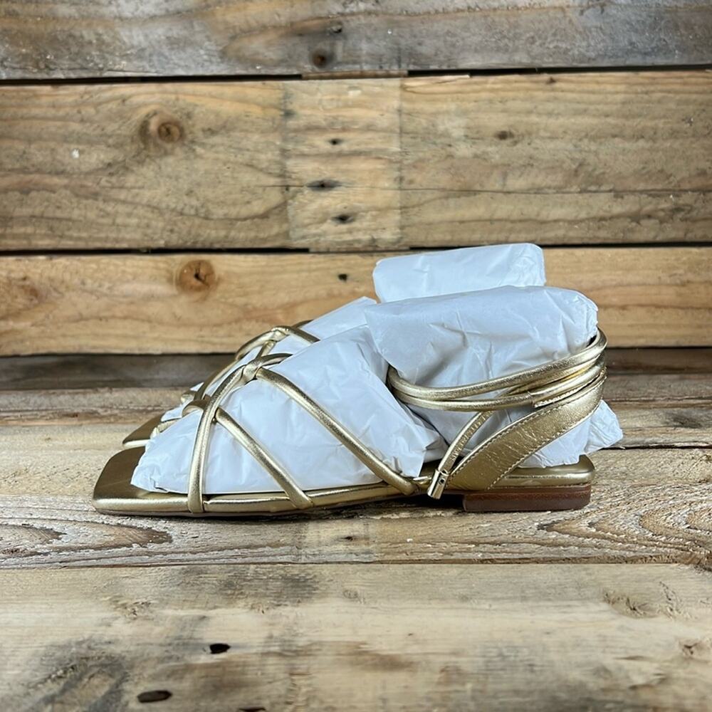 Vince Camuto Metallic Gold Strappy Flat Sandals